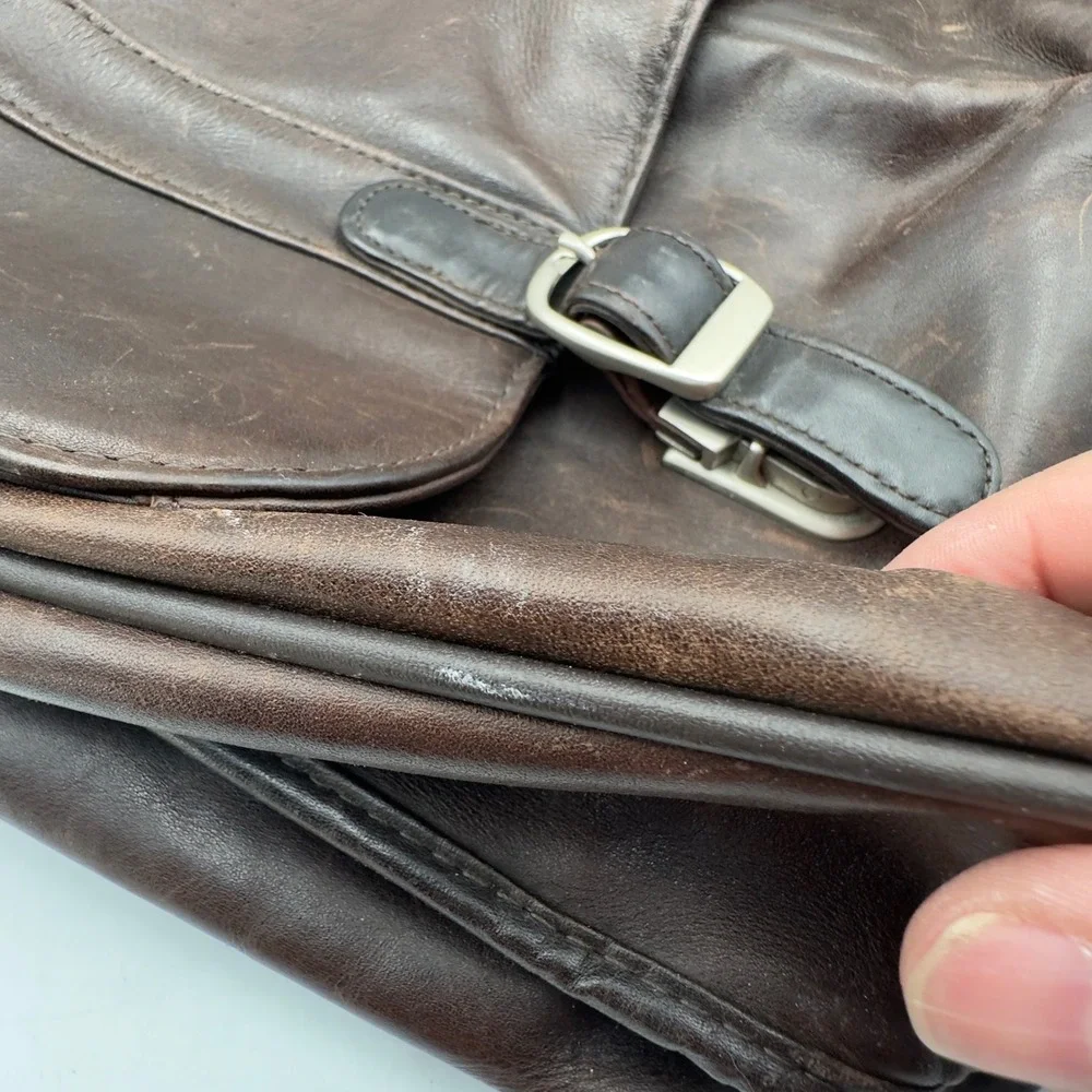 Samsonite Business Casual Series 113 Brown Leather Messenger Bag Briefcase